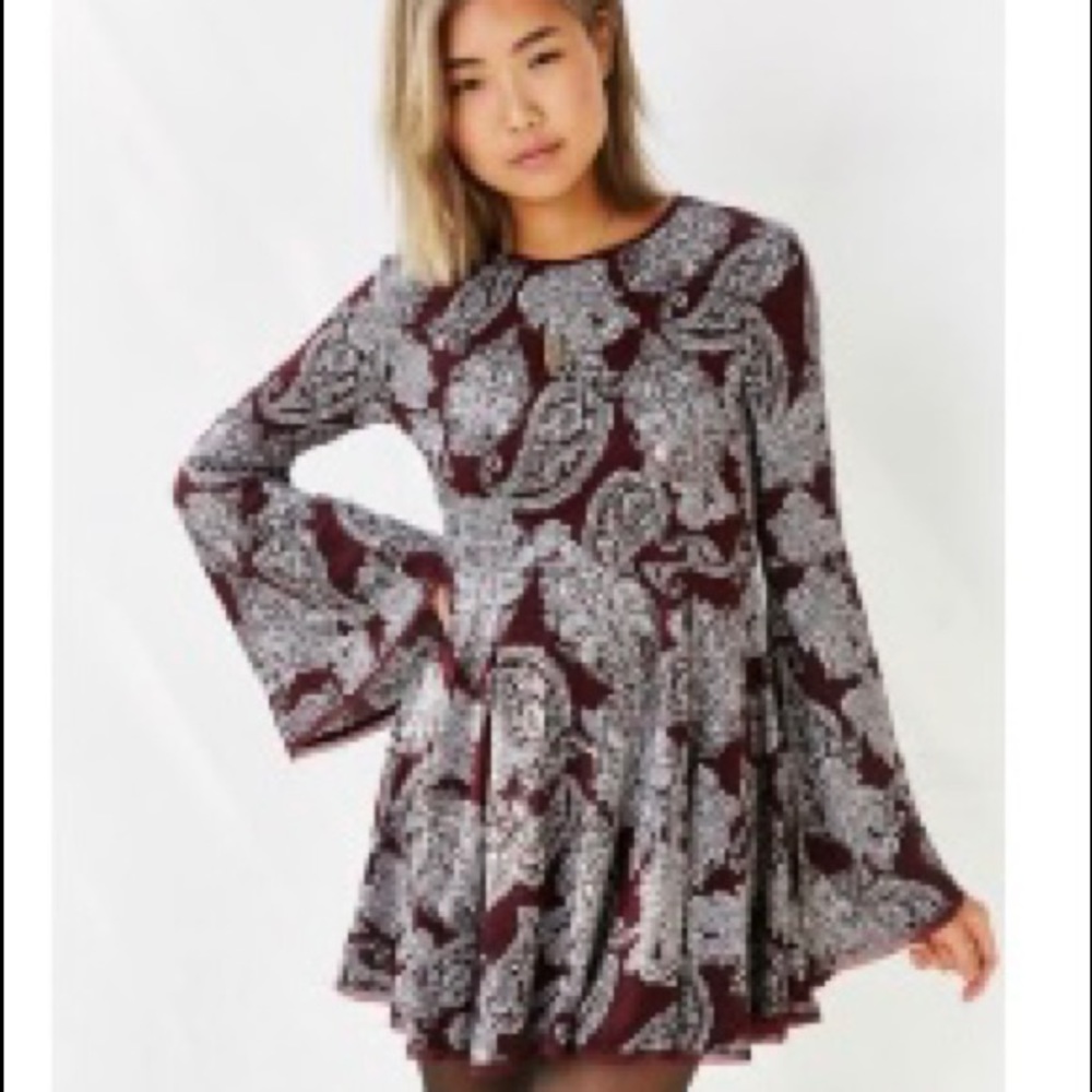 Urban Oufitters Mini Hippie-Style Rayon Dress